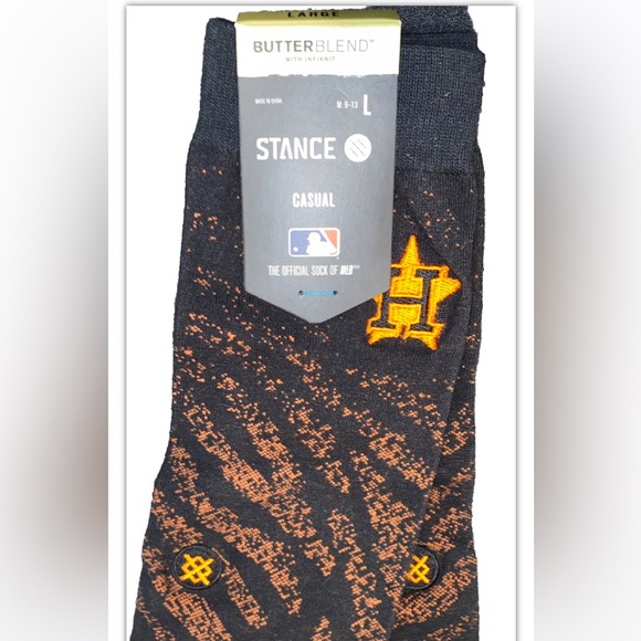 Stance Astros Mesh Crew Socks 1 Pair Men 9-13 Black Orange Baseball MLB Houston - Picture 3 of 11